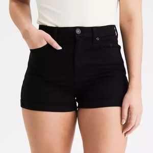 American Eagle Black Curvy Hi-Rise Shortie Shorts